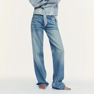 Zara Mid Waist Wide Leg Full Length Jeans